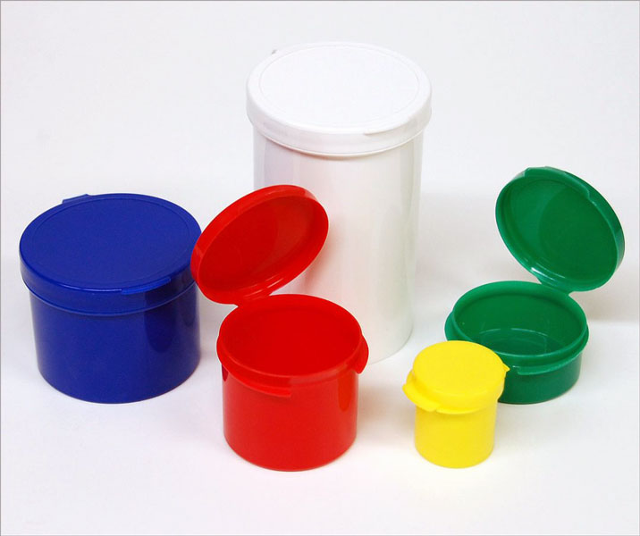 Plastic Vial Manufacturer: Hinged Lid Round Plastic Containers